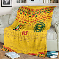 Custom Cameroon Football Blanket Tribal Motifs Yellow Color - Wonder Print Shop