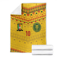 Custom Cameroon Football Blanket Tribal Motifs Yellow Color - Wonder Print Shop