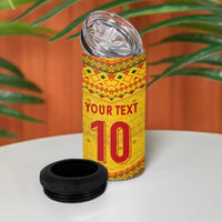 Custom Cameroon Football 4 in 1 Can Cooler Tumbler Tribal Motifs Yellow Color - Wonder Print Shop