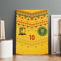 Custom Cameroon Football Canvas Wall Art Tribal Motifs Yellow Color - Wonder Print Shop