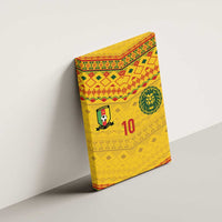Custom Cameroon Football Canvas Wall Art Tribal Motifs Yellow Color - Wonder Print Shop