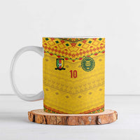 Custom Cameroon Football Ceramic Mug Tribal Motifs Yellow Color - Wonder Print Shop