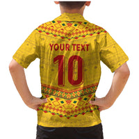 Custom Cameroon Football Family Matching Mermaid Dress and Hawaiian Shirt Tribal Motifs Yellow Color - Wonder Print Shop