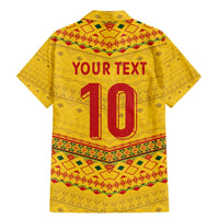 Custom Cameroon Football Family Matching Mermaid Dress and Hawaiian Shirt Tribal Motifs Yellow Color - Wonder Print Shop