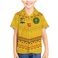 Custom Cameroon Football Family Matching Mermaid Dress and Hawaiian Shirt Tribal Motifs Yellow Color - Wonder Print Shop