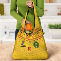 Custom Cameroon Football Grocery Bag Tribal Motifs Yellow Color - Wonder Print Shop
