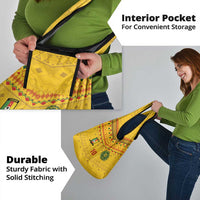 Custom Cameroon Football Grocery Bag Tribal Motifs Yellow Color - Wonder Print Shop