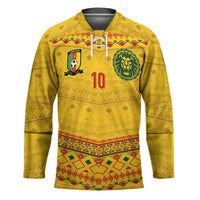 Custom Cameroon Football Hockey Jersey Tribal Motifs Yellow Color - Wonder Print Shop