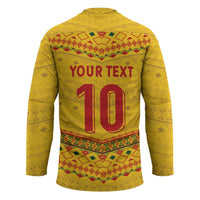 Custom Cameroon Football Hockey Jersey Tribal Motifs Yellow Color - Wonder Print Shop