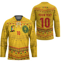 Custom Cameroon Football Hockey Jersey Tribal Motifs Yellow Color - Wonder Print Shop
