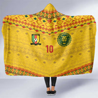 Custom Cameroon Football Hooded Blanket Tribal Motifs Yellow Color - Wonder Print Shop