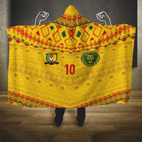 Custom Cameroon Football Hooded Blanket Tribal Motifs Yellow Color - Wonder Print Shop