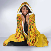 Custom Cameroon Football Hooded Blanket Tribal Motifs Yellow Color - Wonder Print Shop