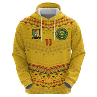 Custom Cameroon Football Hoodie Tribal Motifs Yellow Color - Wonder Print Shop