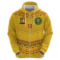 Custom Cameroon Football Hoodie Tribal Motifs Yellow Color - Wonder Print Shop