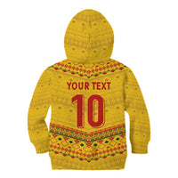 Custom Cameroon Football Kid Hoodie Tribal Motifs Yellow Color - Wonder Print Shop
