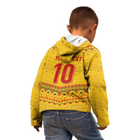 Custom Cameroon Football Kid Hoodie Tribal Motifs Yellow Color - Wonder Print Shop