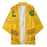 Custom Cameroon Football Kimono Tribal Motifs Yellow Color - Wonder Print Shop