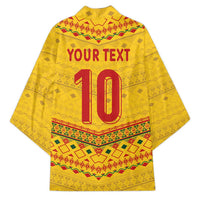 Custom Cameroon Football Kimono Tribal Motifs Yellow Color - Wonder Print Shop