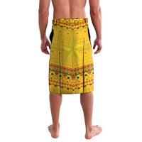Custom Cameroon Football Lavalava Tribal Motifs Yellow Color - Wonder Print Shop