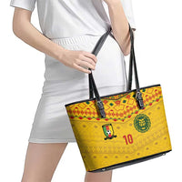 Custom Cameroon Football Leather Tote Bag Tribal Motifs Yellow Color - Wonder Print Shop