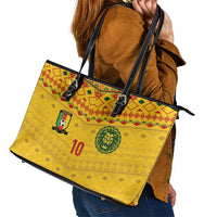 Custom Cameroon Football Leather Tote Bag Tribal Motifs Yellow Color - Wonder Print Shop