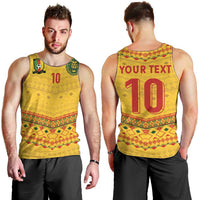 Custom Cameroon Football Men Tank Top Tribal Motifs Yellow Color - Wonder Print Shop