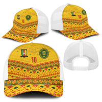 Cameroon Football Mesh Trucker Cap Tribal Motifs Yellow Color - Wonder Print Shop