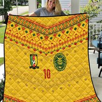 Custom Cameroon Football Quilt Tribal Motifs Yellow Color - Wonder Print Shop