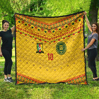 Custom Cameroon Football Quilt Tribal Motifs Yellow Color - Wonder Print Shop