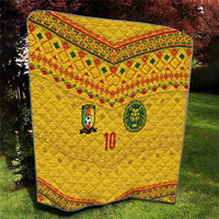 Custom Cameroon Football Quilt Tribal Motifs Yellow Color - Wonder Print Shop