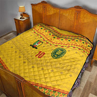 Custom Cameroon Football Quilt Tribal Motifs Yellow Color - Wonder Print Shop