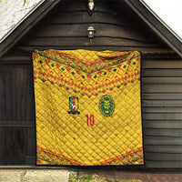 Custom Cameroon Football Quilt Tribal Motifs Yellow Color - Wonder Print Shop