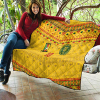 Custom Cameroon Football Quilt Tribal Motifs Yellow Color - Wonder Print Shop