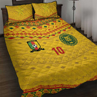 Custom Cameroon Football Quilt Bed Set Tribal Motifs Yellow Color - Wonder Print Shop