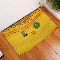 Custom Cameroon Football Rubber Doormat Tribal Motifs Yellow Color - Wonder Print Shop