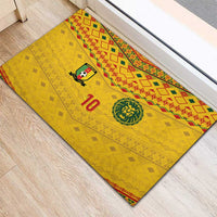 Custom Cameroon Football Rubber Doormat Tribal Motifs Yellow Color - Wonder Print Shop