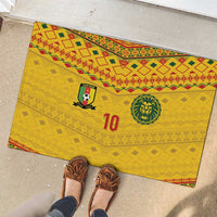 Custom Cameroon Football Rubber Doormat Tribal Motifs Yellow Color - Wonder Print Shop