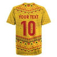 Custom Cameroon Football Rugby Jersey Tribal Motifs Yellow Color - Wonder Print Shop
