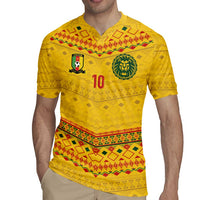 Custom Cameroon Football Rugby Jersey Tribal Motifs Yellow Color - Wonder Print Shop