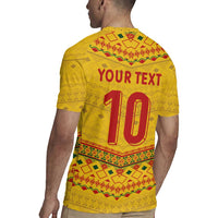 Custom Cameroon Football Rugby Jersey Tribal Motifs Yellow Color - Wonder Print Shop