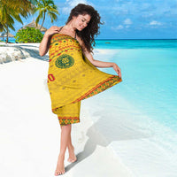 Custom Cameroon Football Sarong Tribal Motifs Yellow Color - Wonder Print Shop