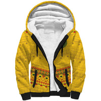 Custom Cameroon Football Sherpa Hoodie Tribal Motifs Yellow Color - Wonder Print Shop