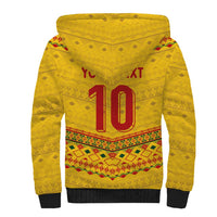 Custom Cameroon Football Sherpa Hoodie Tribal Motifs Yellow Color - Wonder Print Shop