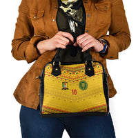 Custom Cameroon Football Shoulder Handbag Tribal Motifs Yellow Color - Wonder Print Shop