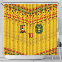 Custom Cameroon Football Shower Curtain Tribal Motifs Yellow Color - Wonder Print Shop