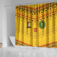Custom Cameroon Football Shower Curtain Tribal Motifs Yellow Color - Wonder Print Shop