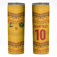 Custom Cameroon Football Skinny Tumbler Tribal Motifs Yellow Color - Wonder Print Shop