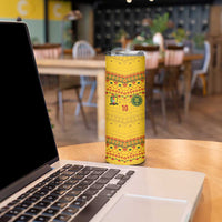 Custom Cameroon Football Skinny Tumbler Tribal Motifs Yellow Color - Wonder Print Shop