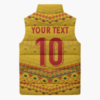 Custom Cameroon Football Sleeveless Puffer Jacket Tribal Motifs Yellow Color - Wonder Print Shop
